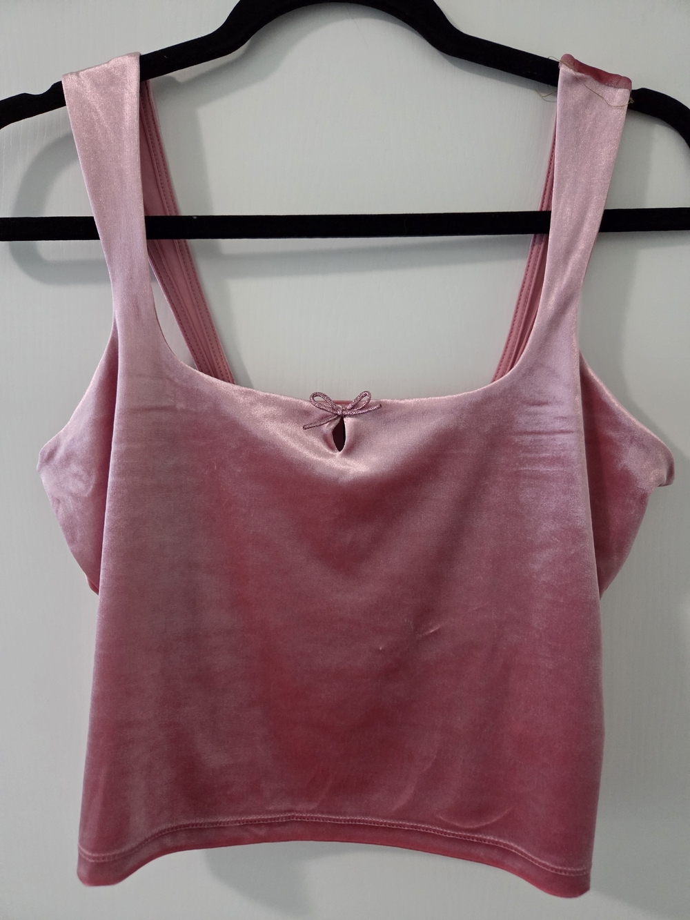 1030 NWOT Wild Fable Pink Velvet Crop Tank with Front Bow
